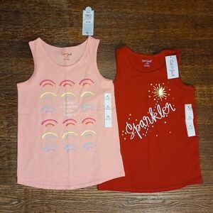 2- NWT Girl's Graphic Tanks, Sz M (7-8)